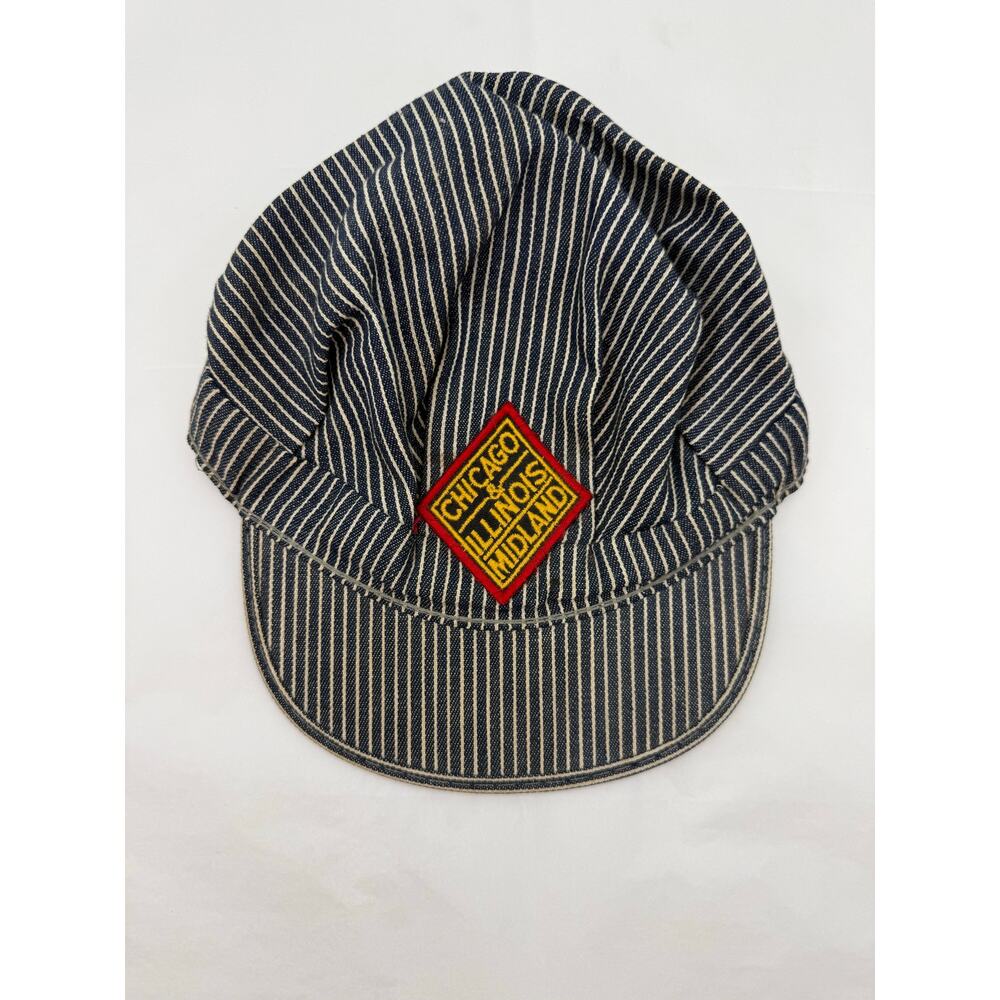 Vintage Chicago & Illinois Midland Railroad Hickory Stripe Engineer Cap Hat